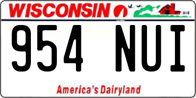 WI license plate 954NUI