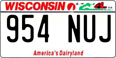 WI license plate 954NUJ
