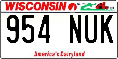 WI license plate 954NUK