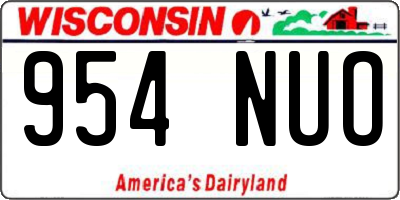 WI license plate 954NUO