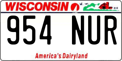 WI license plate 954NUR