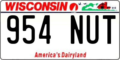 WI license plate 954NUT