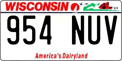WI license plate 954NUV