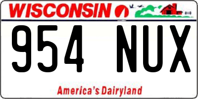 WI license plate 954NUX
