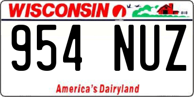 WI license plate 954NUZ