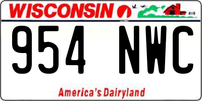 WI license plate 954NWC