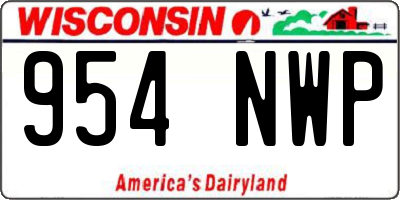 WI license plate 954NWP