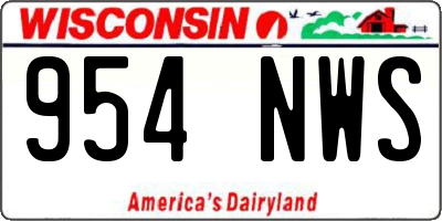 WI license plate 954NWS