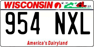 WI license plate 954NXL