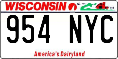WI license plate 954NYC