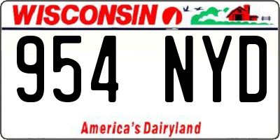 WI license plate 954NYD