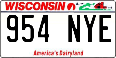 WI license plate 954NYE