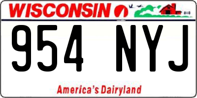 WI license plate 954NYJ