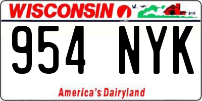 WI license plate 954NYK