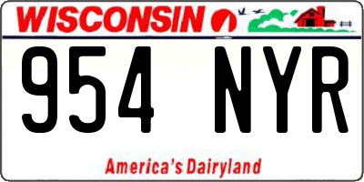 WI license plate 954NYR