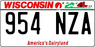 WI license plate 954NZA