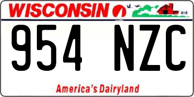 WI license plate 954NZC