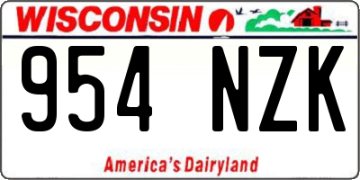 WI license plate 954NZK