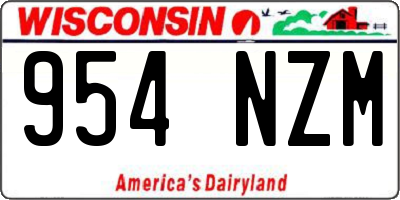 WI license plate 954NZM