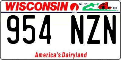 WI license plate 954NZN