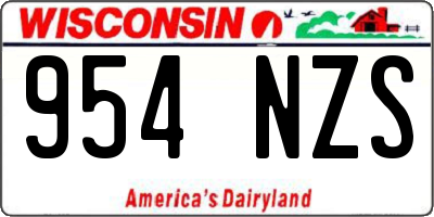 WI license plate 954NZS