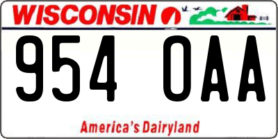 WI license plate 954OAA