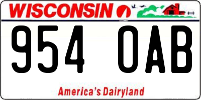 WI license plate 954OAB