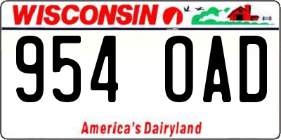 WI license plate 954OAD