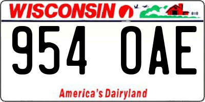 WI license plate 954OAE
