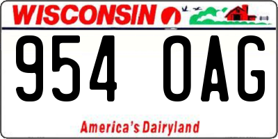 WI license plate 954OAG