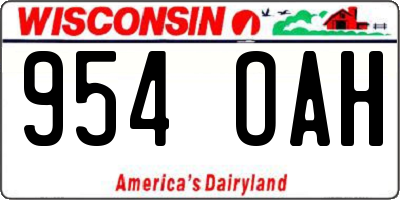 WI license plate 954OAH