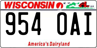 WI license plate 954OAI