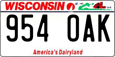 WI license plate 954OAK