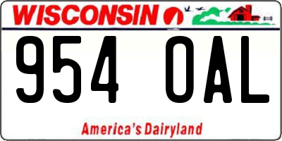 WI license plate 954OAL