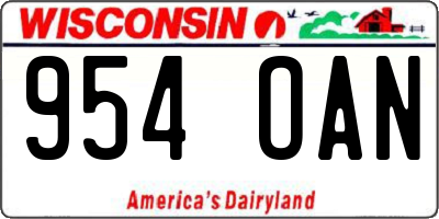 WI license plate 954OAN