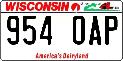 WI license plate 954OAP
