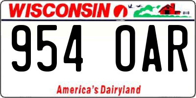 WI license plate 954OAR