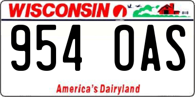 WI license plate 954OAS