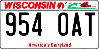 WI license plate 954OAT