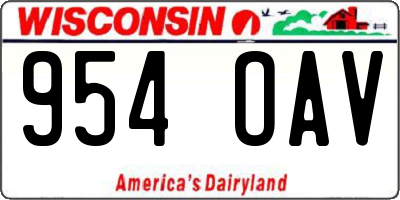 WI license plate 954OAV