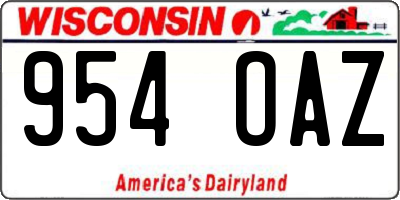 WI license plate 954OAZ
