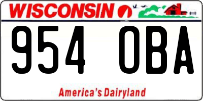 WI license plate 954OBA