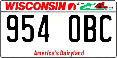 WI license plate 954OBC