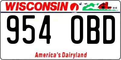 WI license plate 954OBD