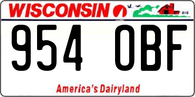 WI license plate 954OBF
