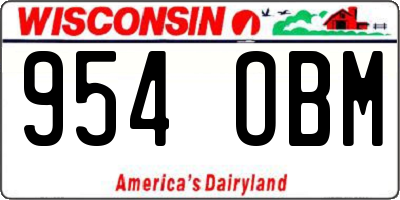 WI license plate 954OBM