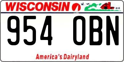 WI license plate 954OBN