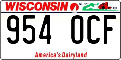 WI license plate 954OCF