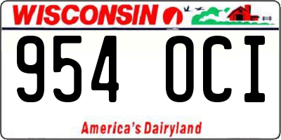 WI license plate 954OCI