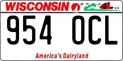 WI license plate 954OCL